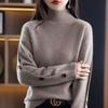 Autumn Winter Half High Collar Loose Casual Solid Color Sweater Women Simple All-match Bottomed Knitting Top