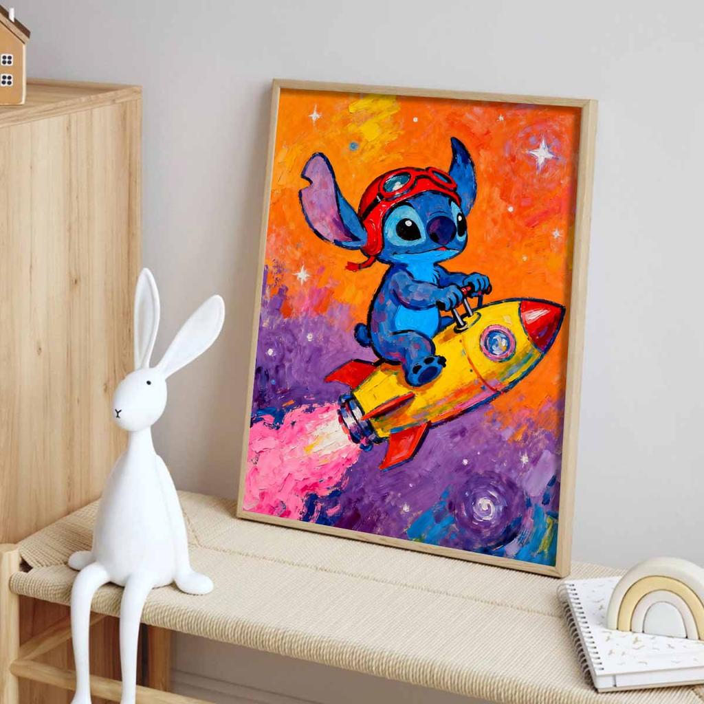 Disney Diamond Painting Kit 5D Stitch Rocket Adventure Fun Hobby DIY Cross Stitch Gift Home Decor Art.