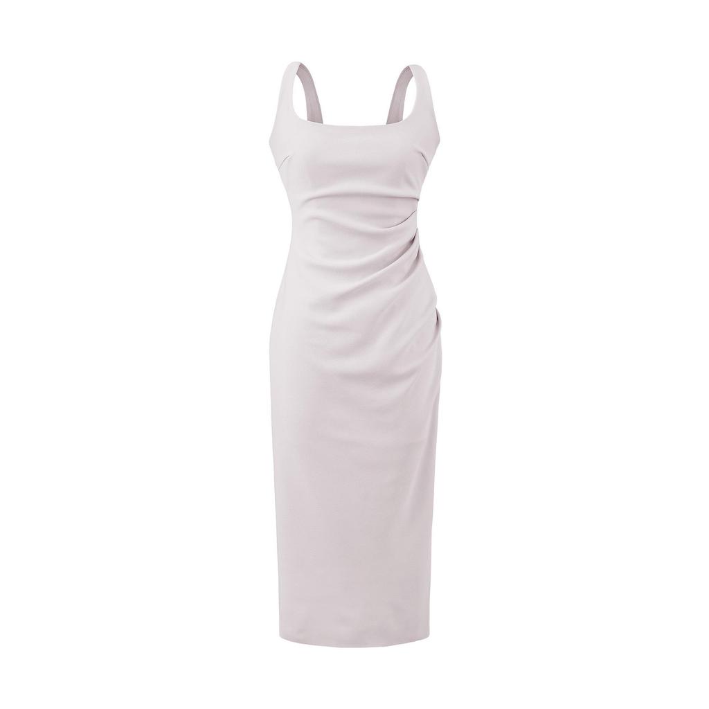 Elegant 2026 French Slim-Fit Backless Midi Dress for Women – Flattering Ruched Waist, Hip-Lifting Style in Mid-Length.