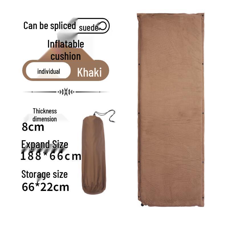 Outdoor Self-Inflating Suede Camping Mat Single