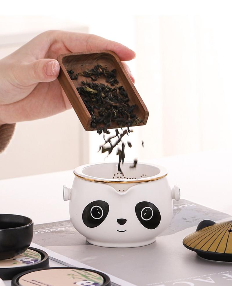 Panda Travel Tea Set Outdoor Portable Quick Cup One Pot Two Cups Tea Set Gift Box Kung Fu Brewing Teapot