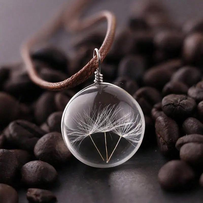 Fashion Dried Flower Earrings Jewelry Natural Dandelion Glass Ball Charm Earrings For Women Jewelry Gifts
