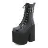 Thick High Heel Thick Sole Waterproof Table Martin Boots Black Patent Leather Square Head Stage Catwalk Boots Hate Sky High Boots