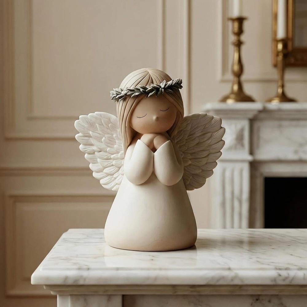 Creative Design Winged Angel Figurine Resin Pray Girl Ornaments Home Decoration