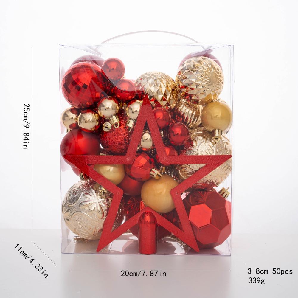 50PCS Fashion Plastic Christmas Ball Set 3/4/5/6/8cm Suspensable Christmas Tree Balls Multicolor Xmas Baubles Scene Supplies