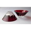 Tajima Glass Handcrafted Fuji Celebration Cup Pair Blue Fuji Wedding Respect for the Aged Retirement Gift Fuji Celebration Mt. Set, Fuji/Red