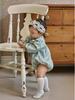 Nordic A-Class Baby Girl Floral Corduroy Romper with Puff Sleeves
