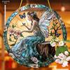Bohemian Flower Fairy Sun Catcher - Vibrant Floral & Butterfly Acrylic Wall Art, Fairy Garden Decor for Outside, Whimsical Design, Nurseries, Vinta
