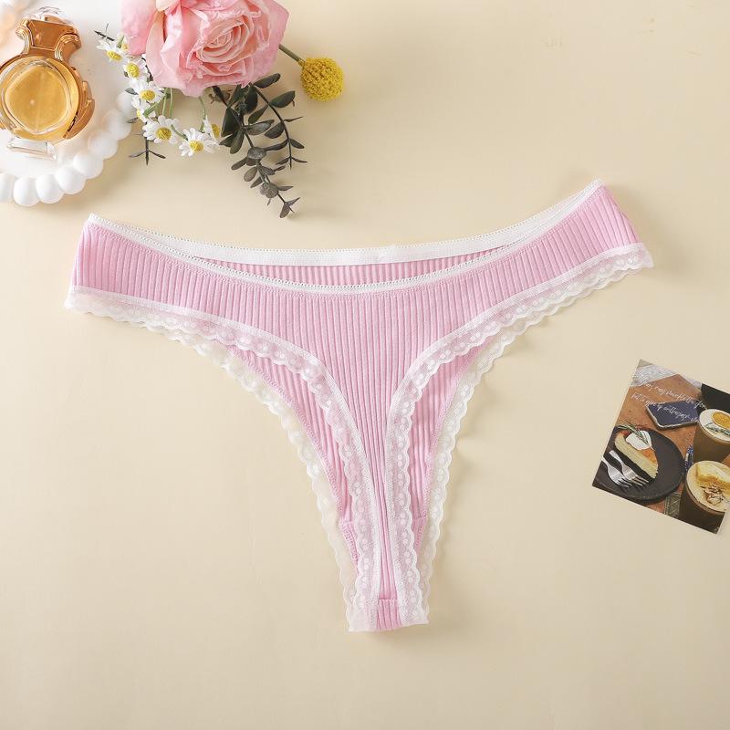 

Хлопковые стринги для женщин Т-образные хлопковые танга трусики для девочек M розовый