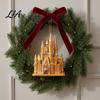 Unique Christmas Gift Decorations Castle Ornament, 3D Electroplating Tree Hanging DIY Holiday Scene Settings Decoration, Electroplated Plastic Pendant