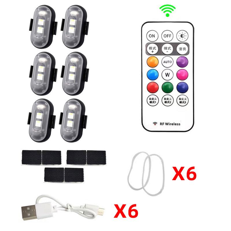 Bike Car Motorcycle LED Flash 8 Color Remote Warning Light Mini Wireless Strobe Universal Signal Light Indicator Safety Lights
