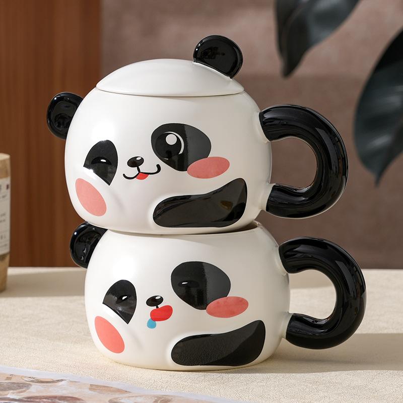 Creative And Cute Panda Ceramic Cup Home Large-Capacity Office Couple Water Cup With Gifts High Value