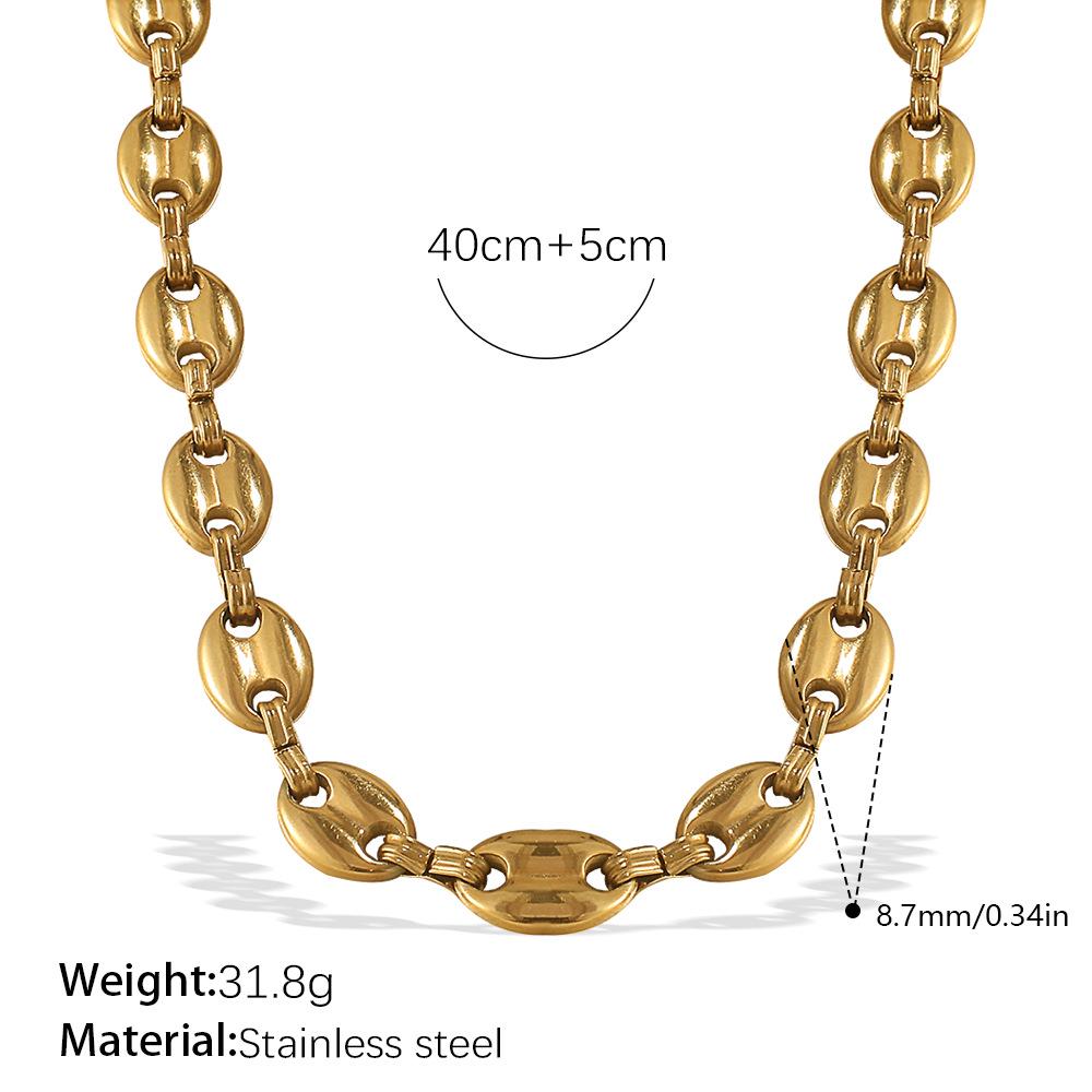 Europäische Retro 18K Gold Halskette für Damen - Hochwertiger schlichter Stil mit vielfältigen Designs und Edelstahlkette