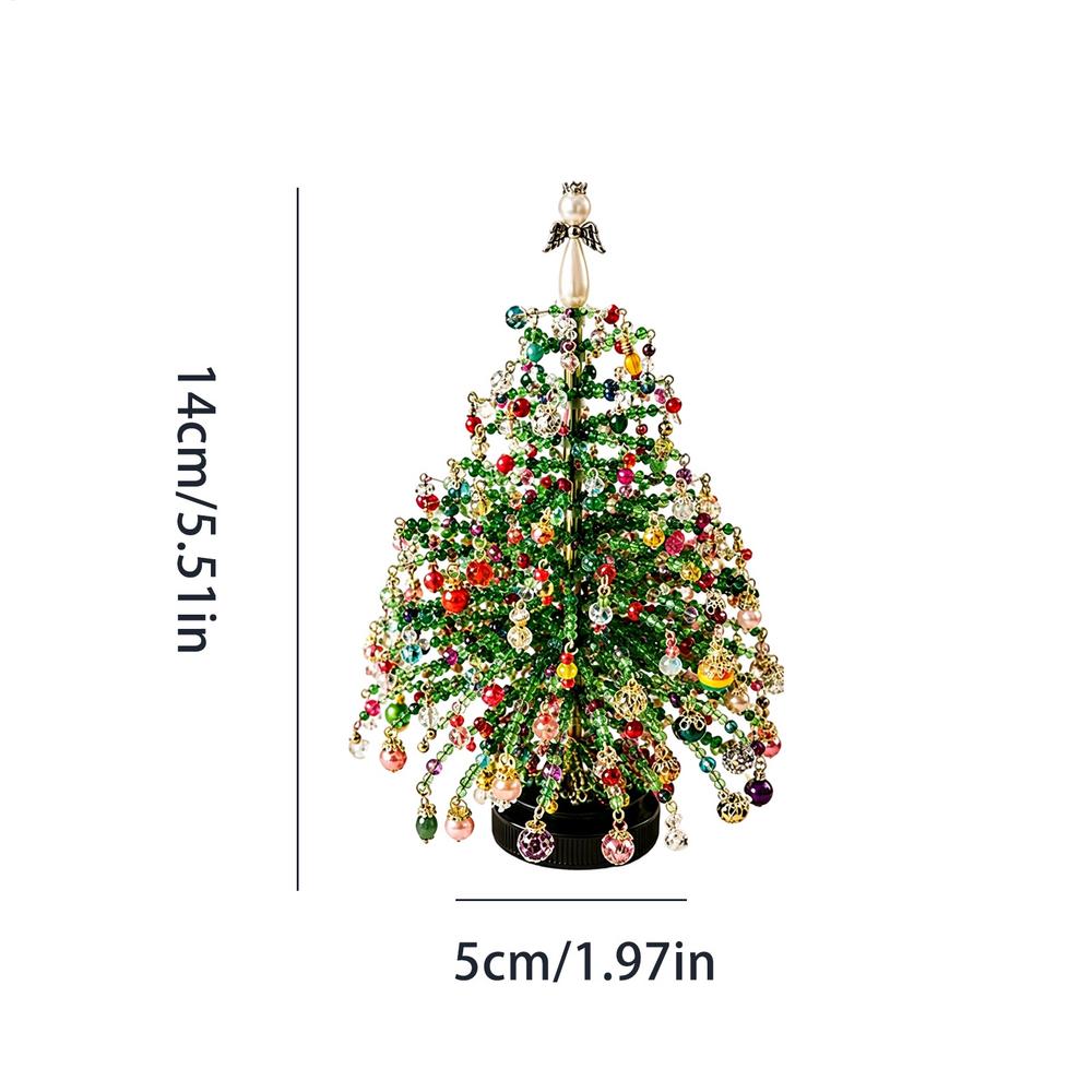 Handmade Bead Weaving Beaded Christmas Tree Kit Crystal Bead Material Tabletop Display Size Mini Christmas Tree Ornament