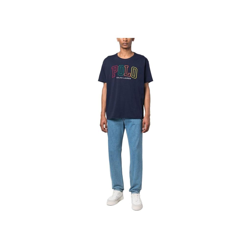 Polo Ralph Lauren SS23 Letter Print Crew Neck Short Sleeve T-Shirt Men Tops Blue 710899185-001