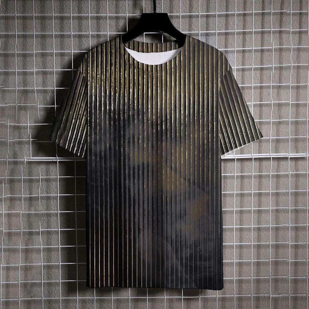 Summer Men's Short Sleeve T-Shirt Vintage Striped 3d Print Everyday Street Casual Crew-Neck Wear Oversize Tops Tees Size XXS-6XL