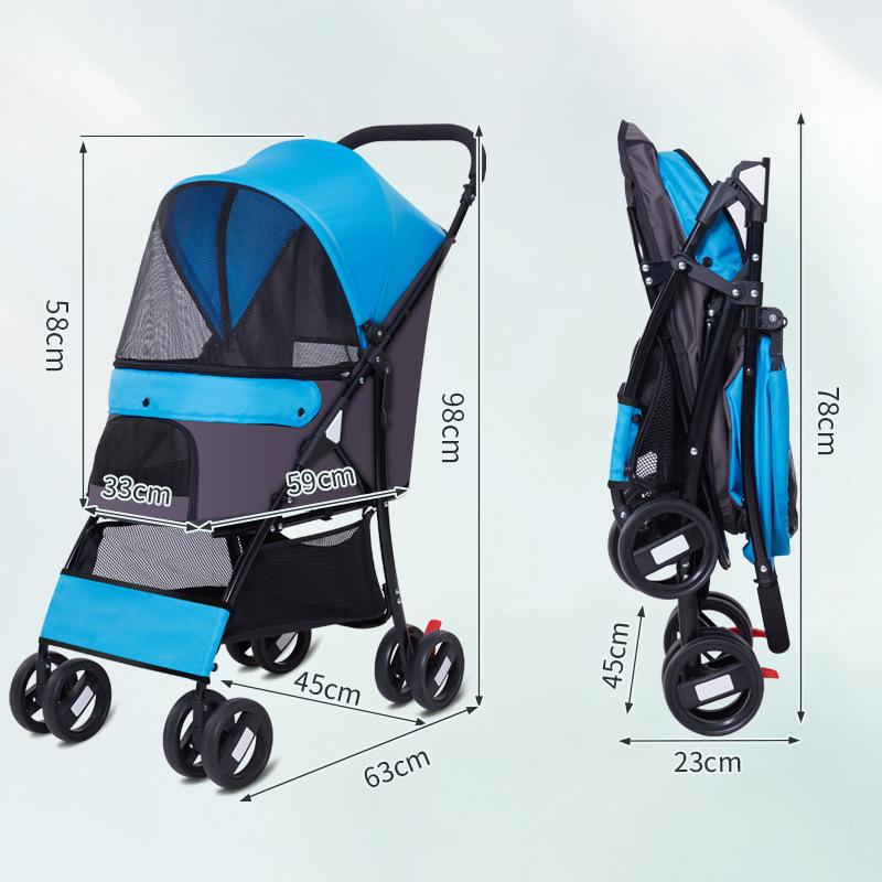 PC101 Cat dog and dog carts Outdoor portable foldable small and medium-sized dog pet carts