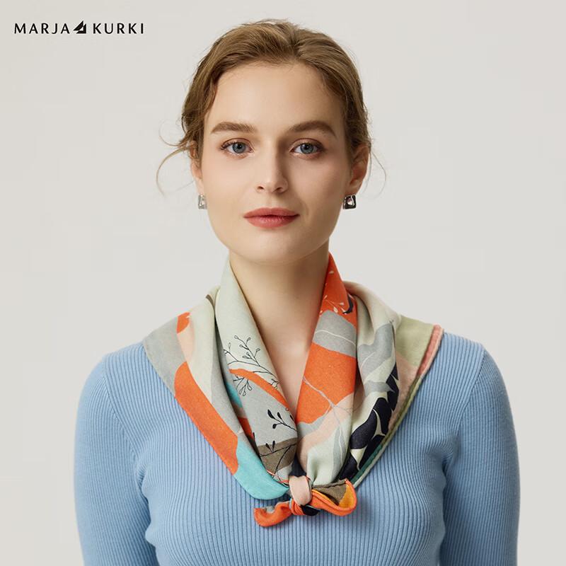 MARJA KURKI Double-Sided Botanical Print Square Scarf