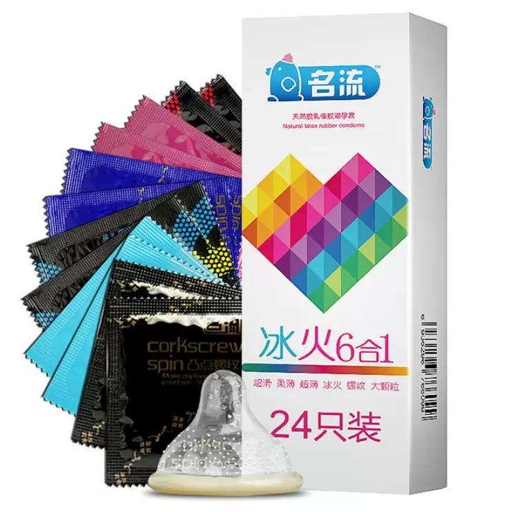 24 stücke Gemischt Typ Super Enge Kondome Punkte Gerippt G-punkt Stimulation Penis Hülse Super Dünne Duldet