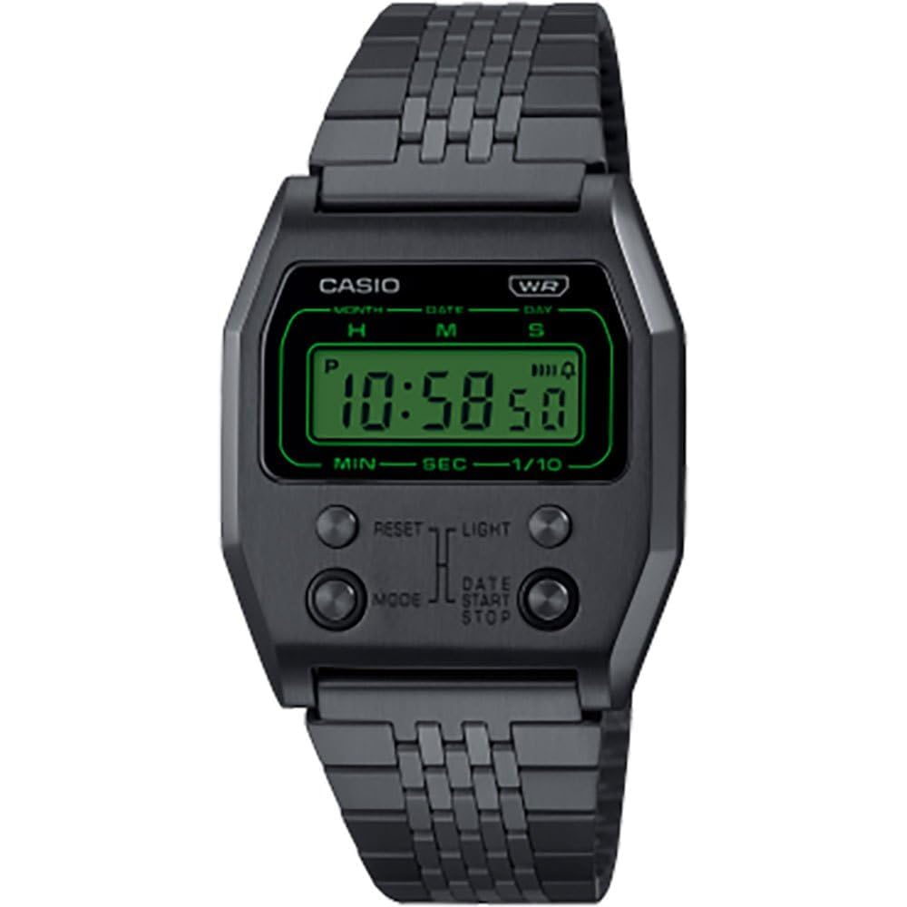 Casio Vintage Digital Watch A1100B-1EF Black Steel Modern Design Water Resistant
