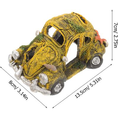 FRCOLOR Aquarium Decorations Fish Tank Imitation Car Wreck Ornament Small & Medium Fish Garden Pond Ornaments Fish Tank Hiding House Aquarium Resin