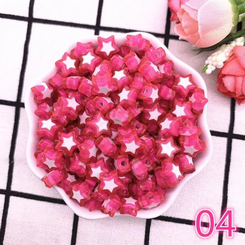 50pcs Five-pointed Star Acrylic Beads Loose Spacer Beads for Jewelry Making DIY Bracelet Accessories