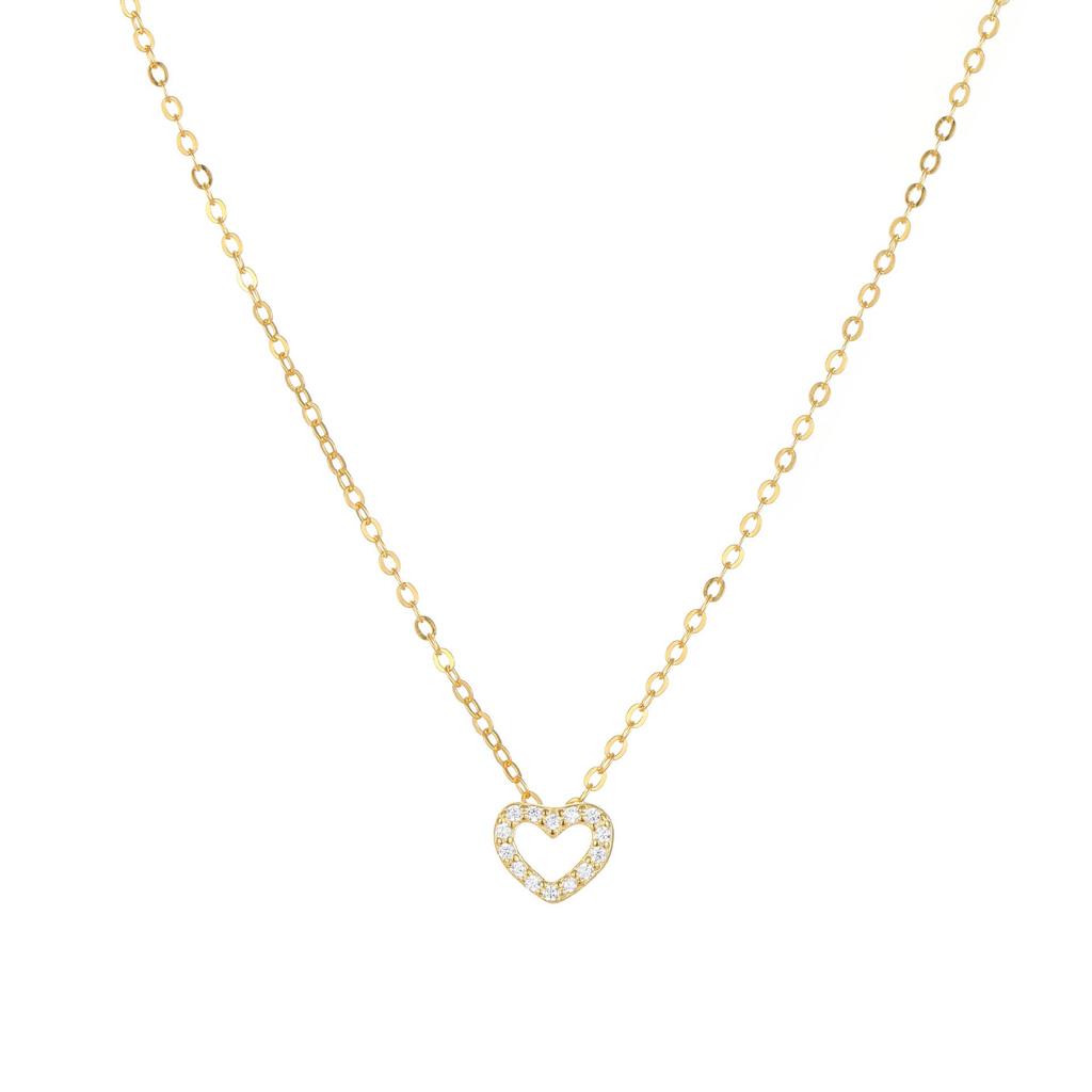 18K Gold & S925 Sterling Silver Heart Pendant Necklace for Women - Elegant & Versatile Clavicle Chain