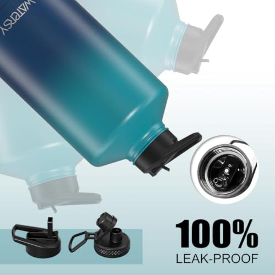 1 Gallon Insulated Water Bottle BPA Free Leak Proof 128oz Stainless Steel Large Water Jug with Straw Spout Lid Gradient Blue fo