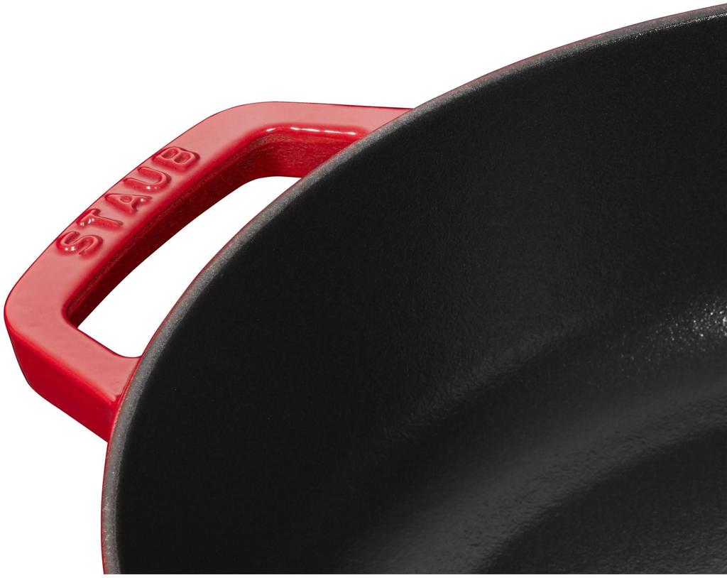 Staub Staub Pan Cherry Large Hand Cast Enamel Pot Shallow Sukiyaki Compatible with IH Japanese Braiser "Blazer Sauté 28cm" [Authorized Product]