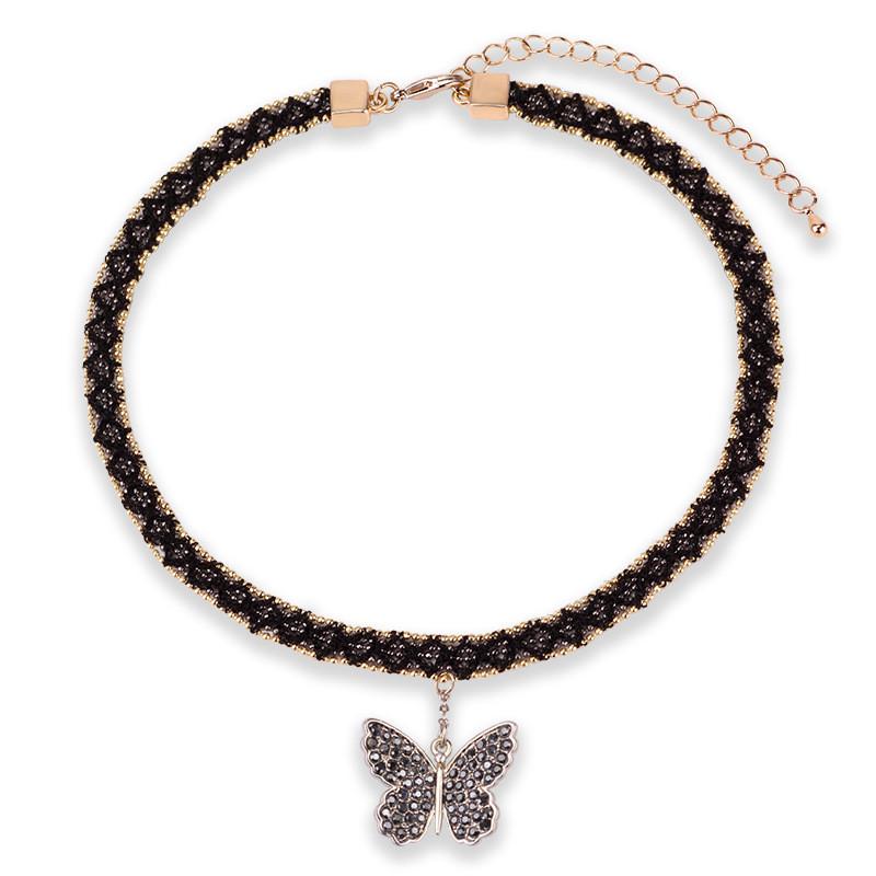Elegant Korean Style Butterfly Choker Necklace With Lace Design For Women