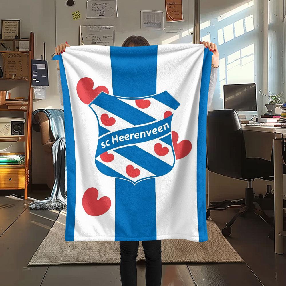 SC Heerenveen Printed Flannel Blanket, soft throw for bedroom sofa, washable, Christmas present, great gift.