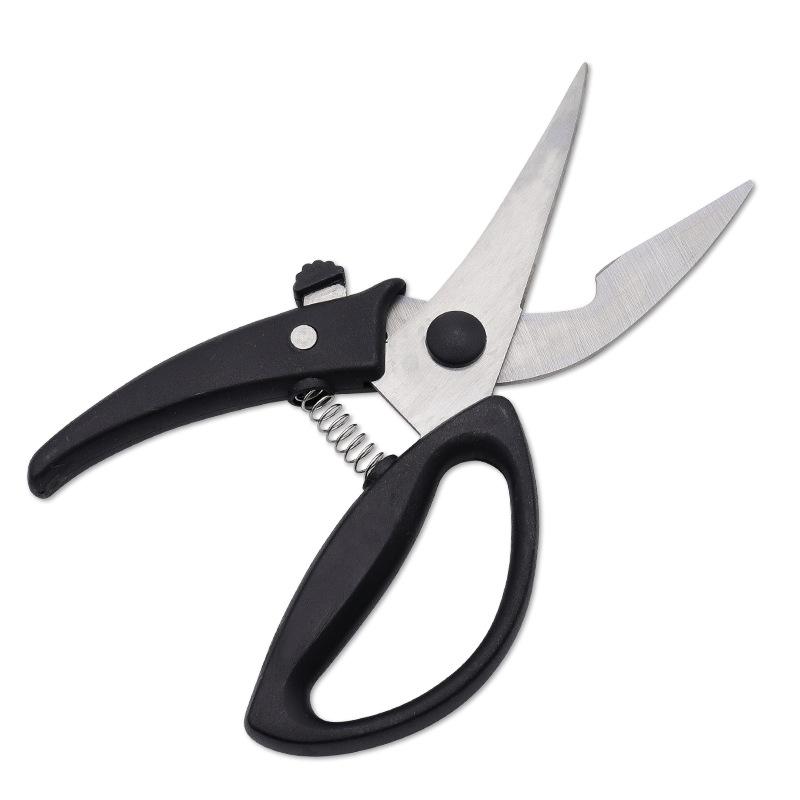 PP Handle Seafood Chicken Bone Cutting Tools Household Stainless Steel Blade Kitchen Scissors with Effort Saving Spring