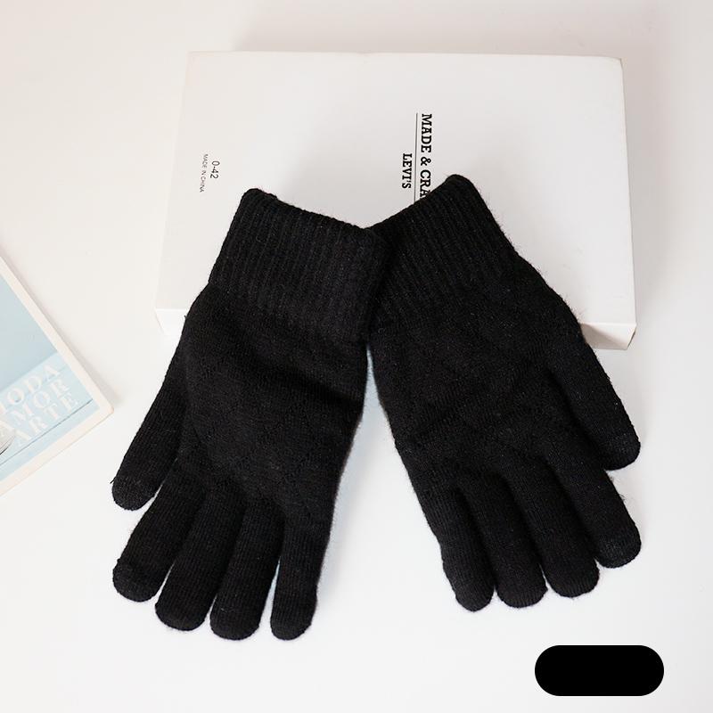 Men's and women's winter touchable screen yarn and velvet warm gloves, cold resistant gloves, riding double-layer extra thick