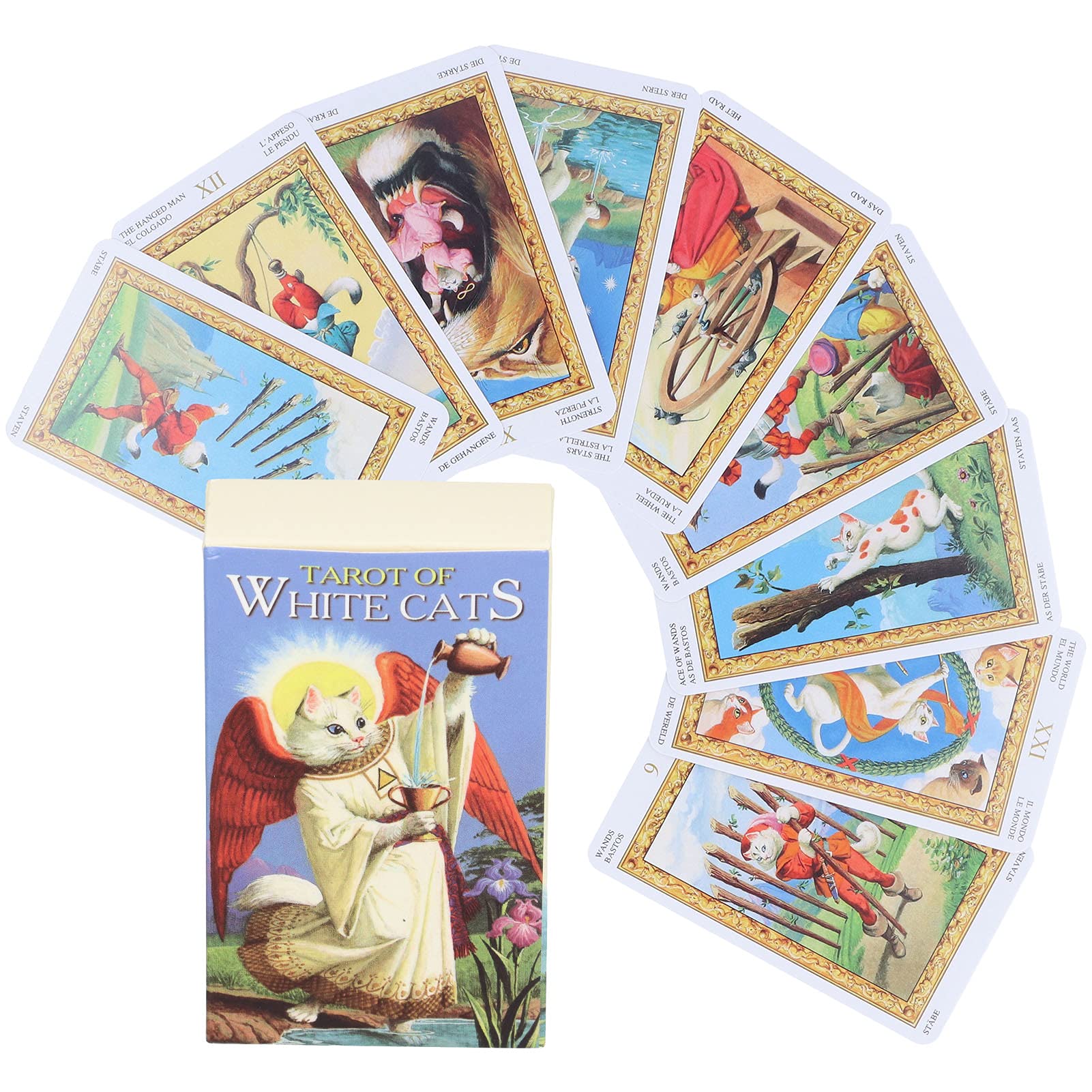 Qioniky Tarot Card Cats Lenormand Oracle Deck 78 Cards Divination Gift for Beginners and Advanced Users