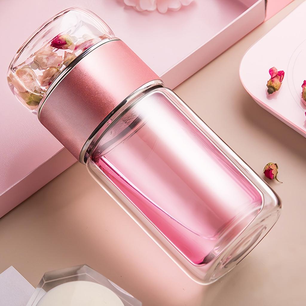 1pc Double-Walled Glass Tea Infuser Bottle - Insulated, Heat-Resistant, Portable with Tea Separation Functionality, Reusable for Home & Travel