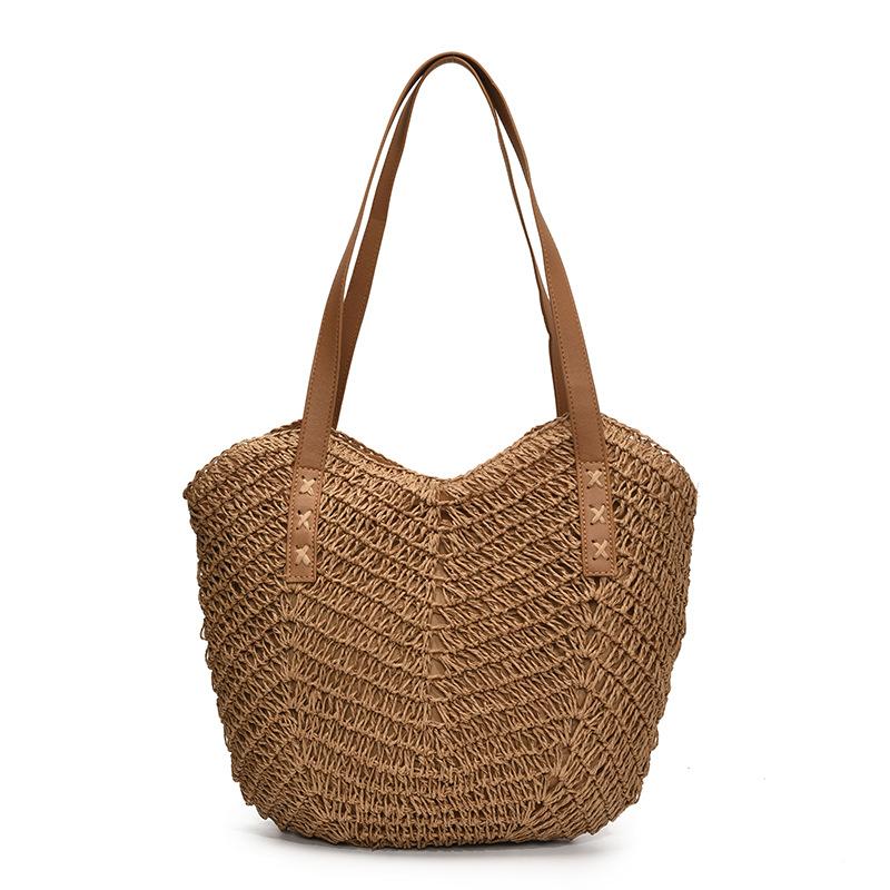 

Новая ретро сумка большой вместимости женская свежая соломенная летняя пляжная сумка сумка через плечо отпуск женская сумка хаки