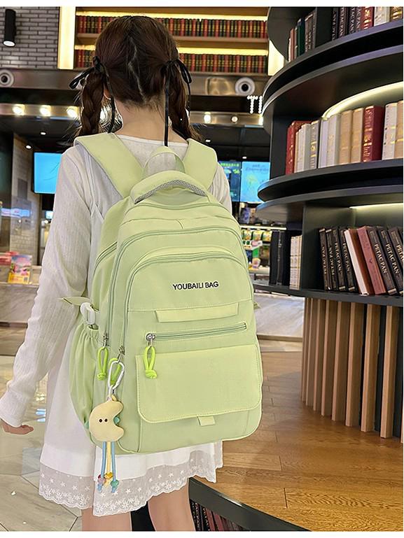 Versatile Candy Color Backpack: Lightweight, Spacious Double Shoulder Bag for Middle and High School Students