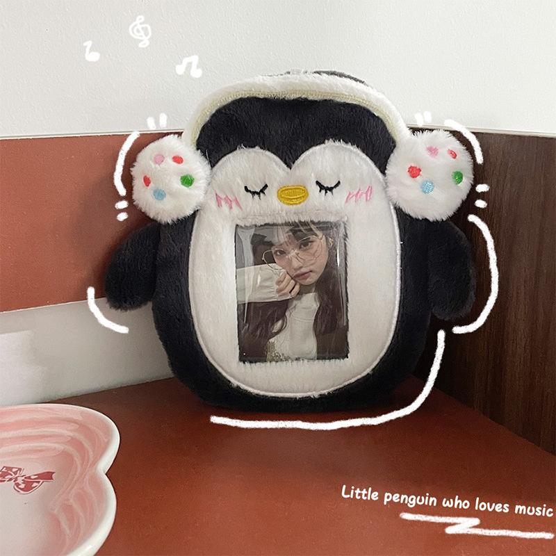 

Lovely Cartoon Penguin Plush Card Holder Kpop Po Album Display Sleeves Keychain Id Card Student Card Protective Girl Gifts 1Pc
