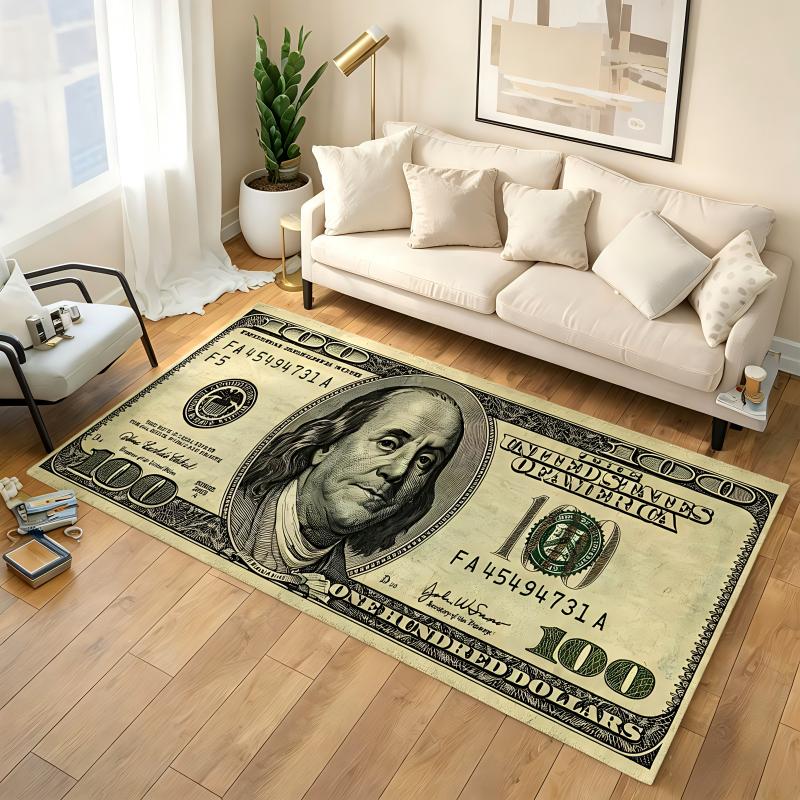 Colorful Creative Dollar Money Print Carpet Mat Rug Large Area Bedroom Entryway Non-Slip Stain Resistant Home Decoration