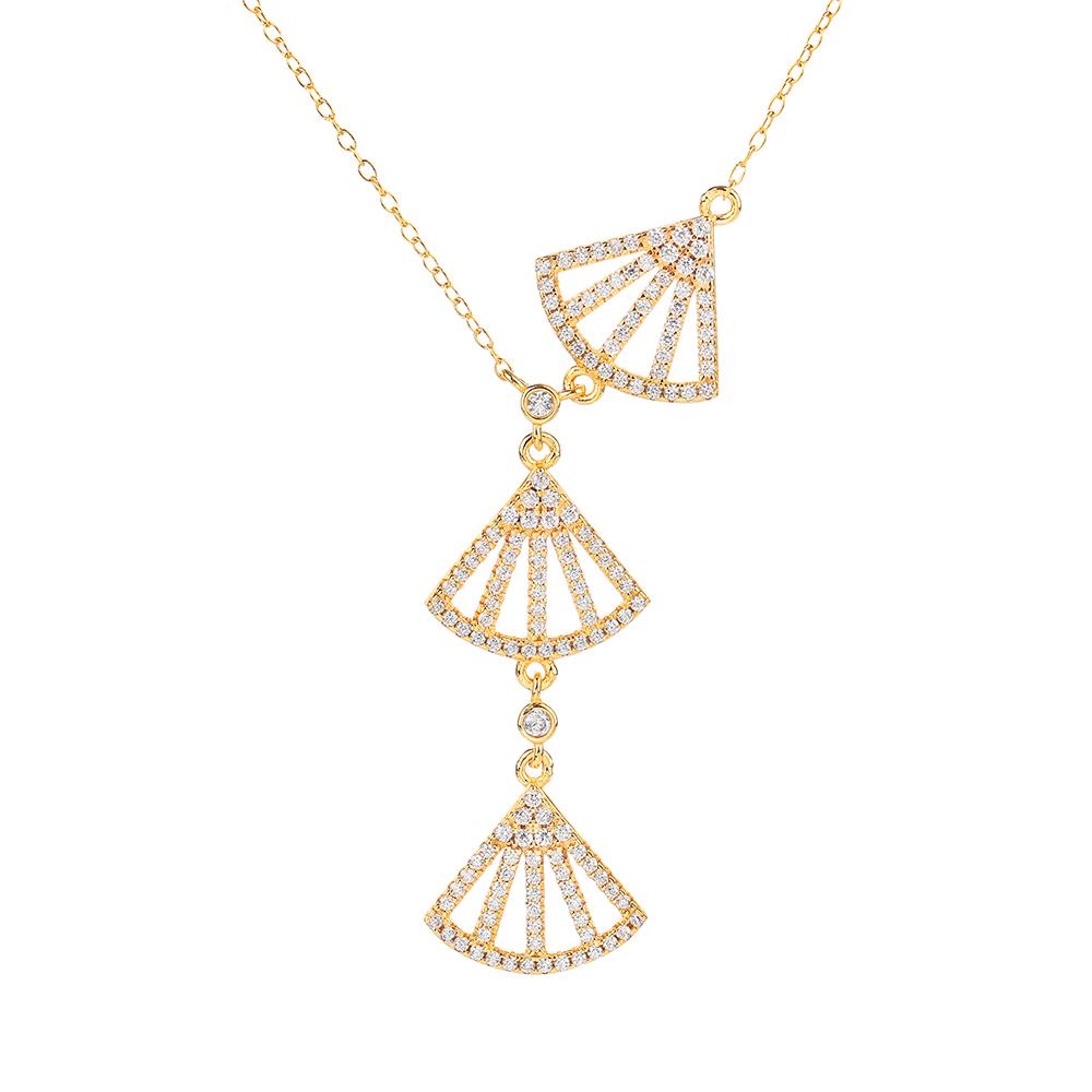 

Poulisa Triple Sector Chain Циркон Ожерелье 925 Стерлинговое серебро Цепочки с подвеской Micro Pave Cubic Zirconium Neck Neck Neck Jelguests