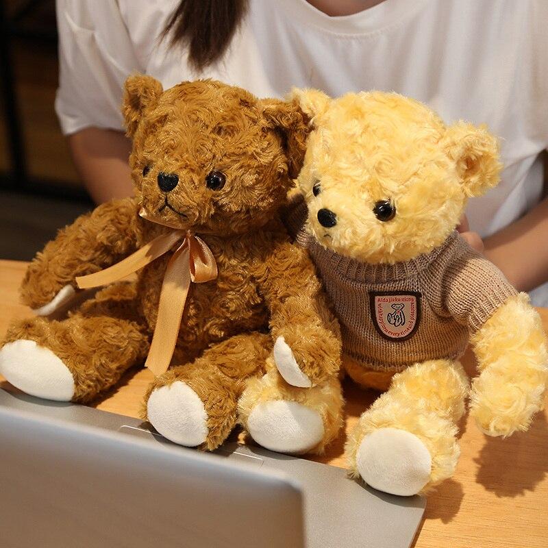 Kawaii Hug Sweater Teddy Bear Plush Dolls Lovely Bear with Clothes Holding Heart Pillow Nice Wedding Valentine 'S Gifts