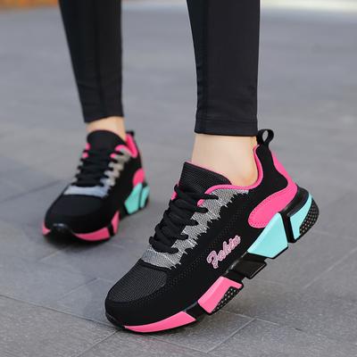 Frühlings Plateau-Sneaker Damen Dicke Sohle Leichtgewicht Tennis Atmungsaktive Sportschuhe Damen Bequem Outdoor Laufschuhe