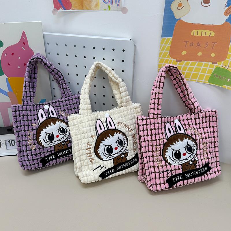 Autumn and winter plush bag for women, cute crossbody handbag, cartoon tote bag, versatile Labu doll bag