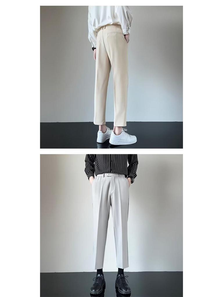 Men's Lightweight Korean Style Slim Fit Casual Suit Pants