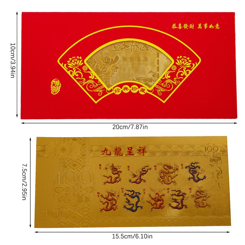 Dragon Year Note Coin Gold Plated Celebrating Commemorative Notes For Collection Home Decor Lucky Bag Guest Gift Crafts