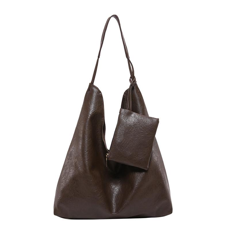 Classic Chic Two Piece Handbag Set For Women Stylish Commuter Shoulder Bag In Black And Brown