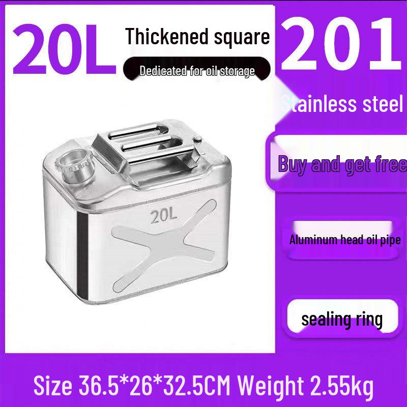 Thickened Portable Fuel Tank: 304 Stainless Steel Gasoline/Diesel Can - 30L, 20L, 10L Capacity