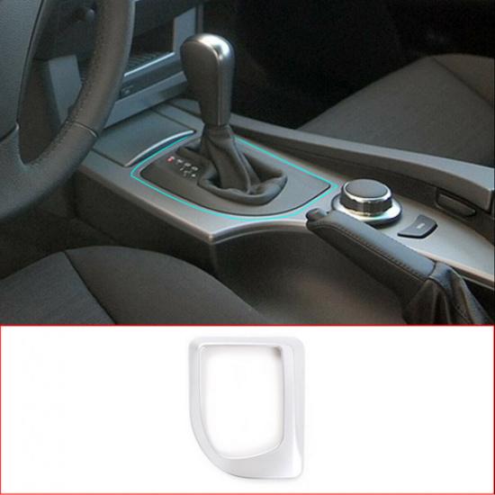 ABS Silver Car Center Control Gear Panel Frame Trim For BMW 5 Series 2004-2007