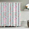 Cute Bunny Rabbit Shower Curtain With Flowers Rainbow Design Waterproof Fabric For Bathroom Decor In Light Blue Color (Size: 72X