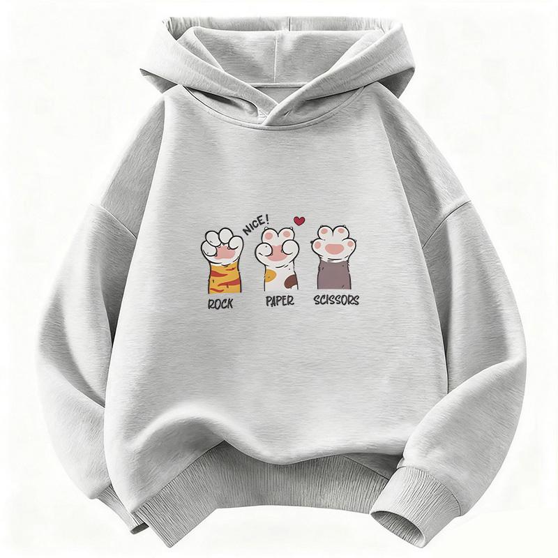 Graphic Kawaii Dog Paw Hoodie Kids Children's Sweatshirt Cute Harajuku Hoody for Boys Girls Autumn Winter Casual Hoodies